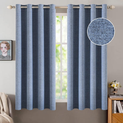 MIULEE Blackout Curtains - 100% Thermal Insulated Linen Texture - Stone Blue | 52x63 Inch (2 Panels)