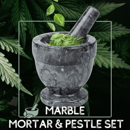 Flexzion Mortar and Pestle Set, Black - Solid 4 Inch Heavy Granite Molcajete Stone Grinder for Guacamole, Herbs, Spices