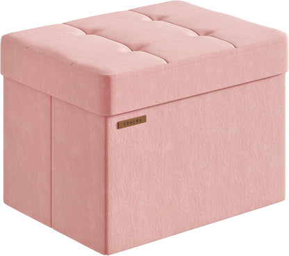 Office,12.2 16.1 12.2 Inches, 200 Pink,UASND03P ABHENG Folding Storage Ottoman, Velvet Storage Bench, Footrest, Foot