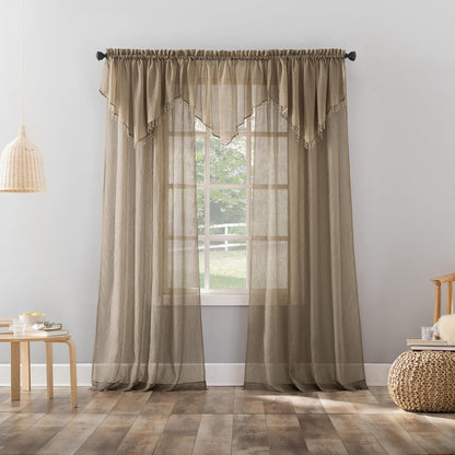 No. 918 Erica Crushed Sheer Voile Curtain Panel, 51" x 63", Taupe