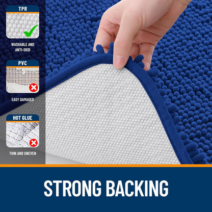 OLANLY Large Bathroom Rugs - Extra Soft Chenille Bath Mats | Quick-Dry, Machine Washable, 50x30, Royal Blue