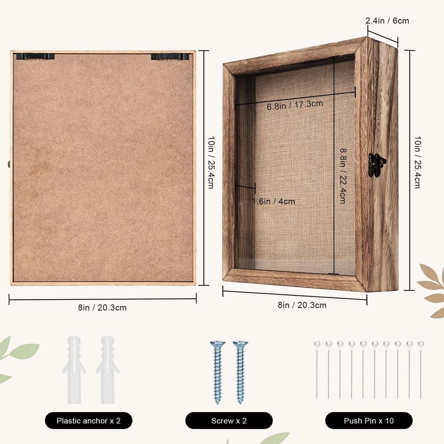 TILBLKUP Shadow Box Frame Display Case 8x10 Shadow Box with Linen Back, Real Glass Window Door with Hinge, Picture Frame for Memorabilia Medals Wedding Bouquet Collections, Memory Box for Keepsakes