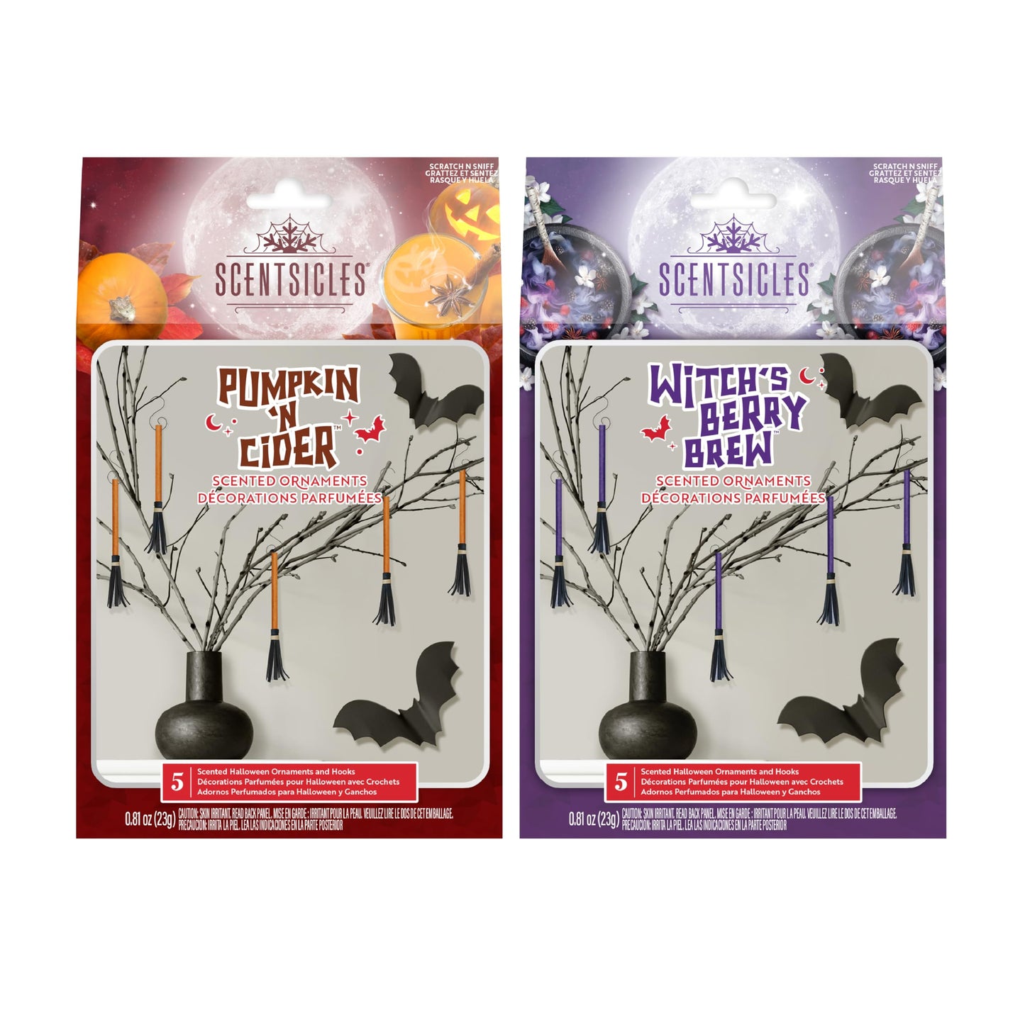Scentsicles Scented Halloween Brooms-Pumpkin n Cider & Witches Berry Brew
