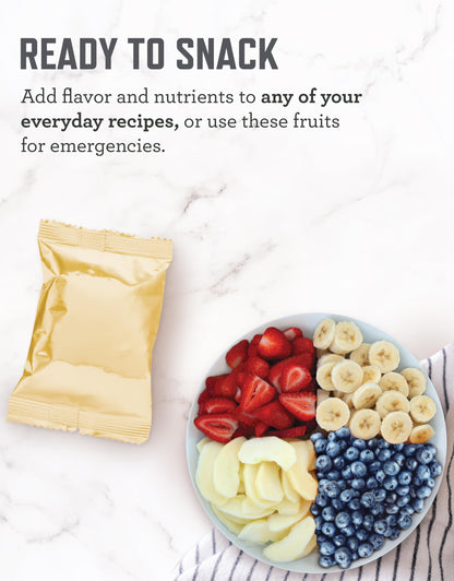 ReadyWise Emergency Food Supply - 120 Servings Fruit Bucket, Nutritious Meals, Dehydrated & Freeze Dried Food for Backpacking, Camping Essentials & Disaster Prepping Supplies, up to 25 Year Shelf Life