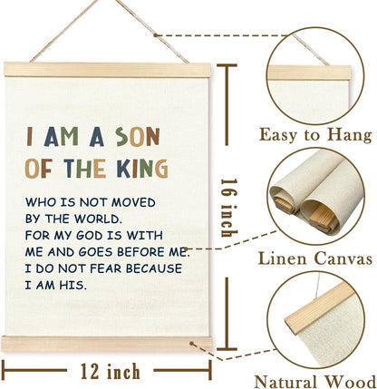 12X16 TAEDIN Christian Baby Boy Room Poster Hanger Frame, Faith Scripture Wood Wooden Canvas Artwork Print, Positive
