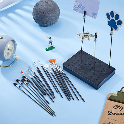 Painting Stand Base Holder and 24 Pcs Alligator Clip Sticks and 15 Pieces Clean Brush for Airbrush Spraying Hobby Modeling Parts for DIY Card Photo Memo