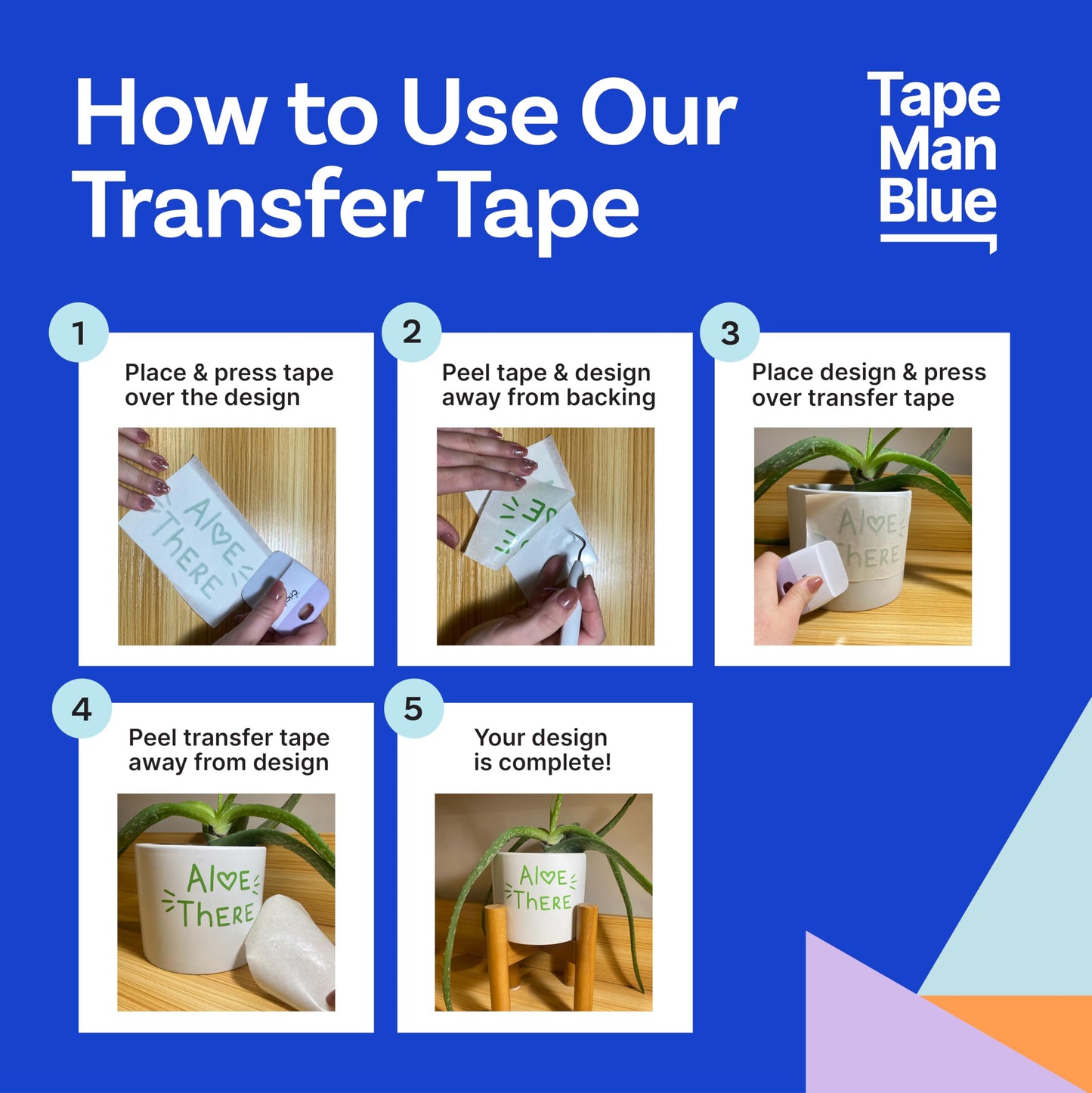 TapeManBlue Transfer Tape for Vinyl, 18 inch x 300 feet, Paper with Layflat Adhesive. American-Made Application Tape for Craft Cutters and Sign Makers