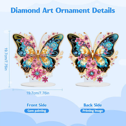 GHHKUD Butterfly Diamond Painting Desktop Ornament for Adults Double Sided, Stand Up Diamond Art Ornaments DIY Special Diamond Gem Craft Tabletop Placement Board Kit for Home Decor
