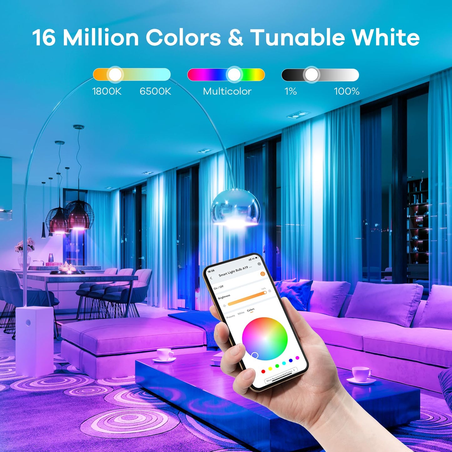 Linkind E26 Smart Edison Bulbs, 2700K-6500K Tunable WiFi Edison Bulbs with Remote Control, 8W 60W Equivalent Dimmable ST19 (ST58) Vintage Light Bulbs 800lm, Compatible with Alexa & Google Home, 4-Pack