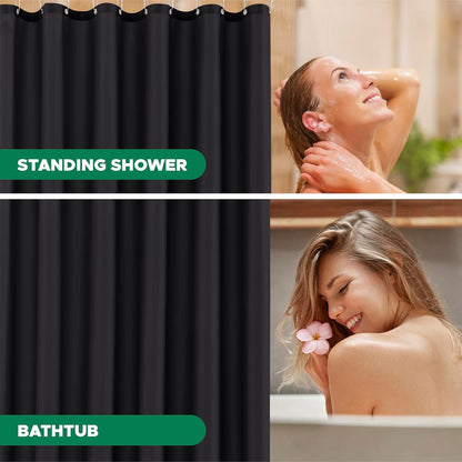 Biscaynebay Fabric Narrow Shower Stall Curtain Liners - 40" x 72", Black Water Resistant Bathroom Curtains