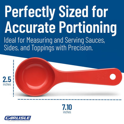 Carlisle FoodService Products Measure Miser Solid Measuring Spoon with Short Handle, 2 Ounces, Red (Pack of 12)