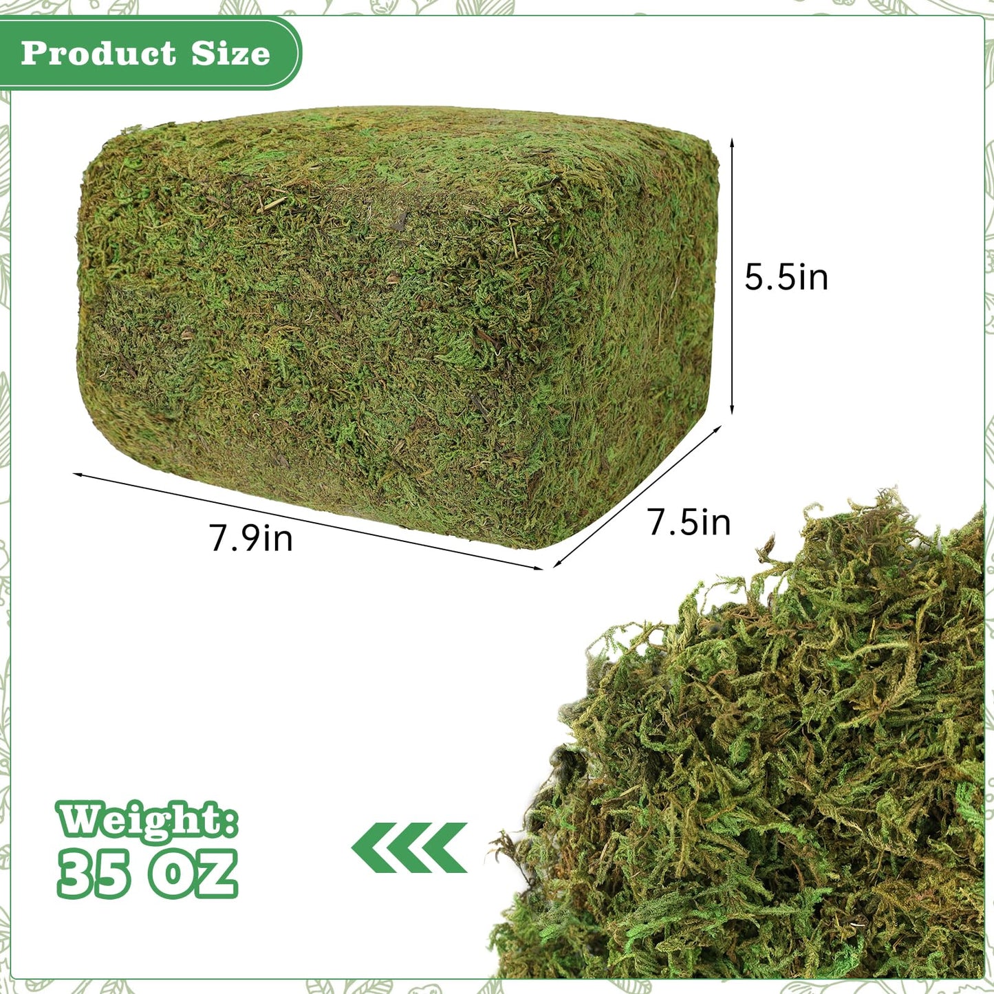 YUNVI 35 OZ Large Capacity Artificial Moss for Potted Plants,Natural Fake Moss Grass for Plants Indoor,Craft and Greenery Bulk for Hamsters(Fresh Green)