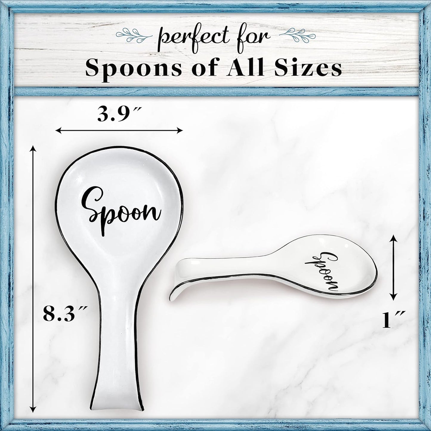 Home Acre Designs Spoon Rest for Kitchen Counter, White Ceramic Spoon Holder for Cooking & Counter Protection