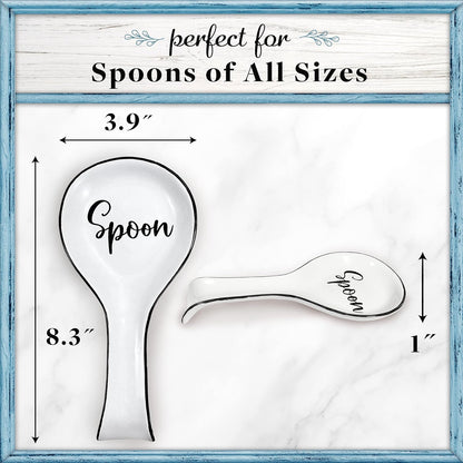 Home Acre Designs Spoon Rest for Kitchen Counter, White Ceramic Spoon Holder for Cooking & Counter Protection