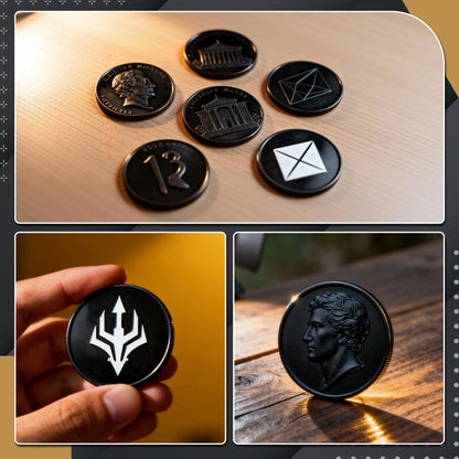 12pcs 1 1/4" Black 304 Stainless Steel Challenge Coin Blanks 1/8" Thick with Acrylic Protection Box Laser Engraving Hand Stamping DIY Crafts Birthday Commemorative (32mm)