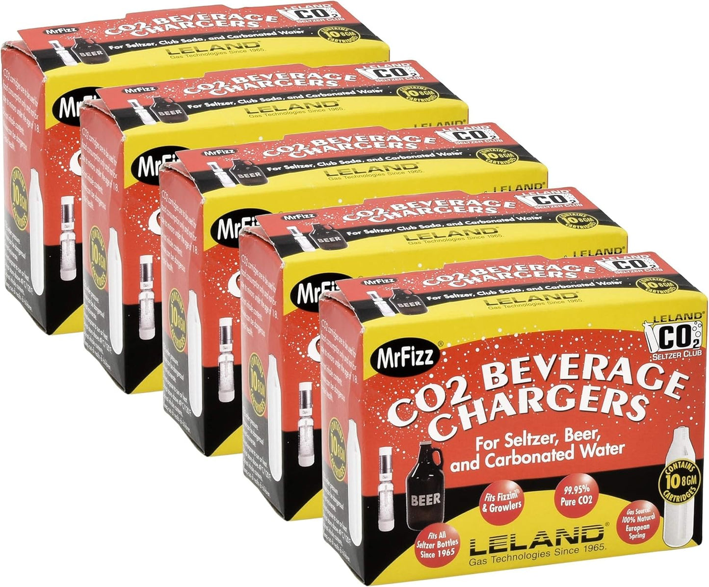 Leland 50 (LE10 CO2) CO2 8g C02 5 10 soda chargers - seltzer water cartridges - boxes