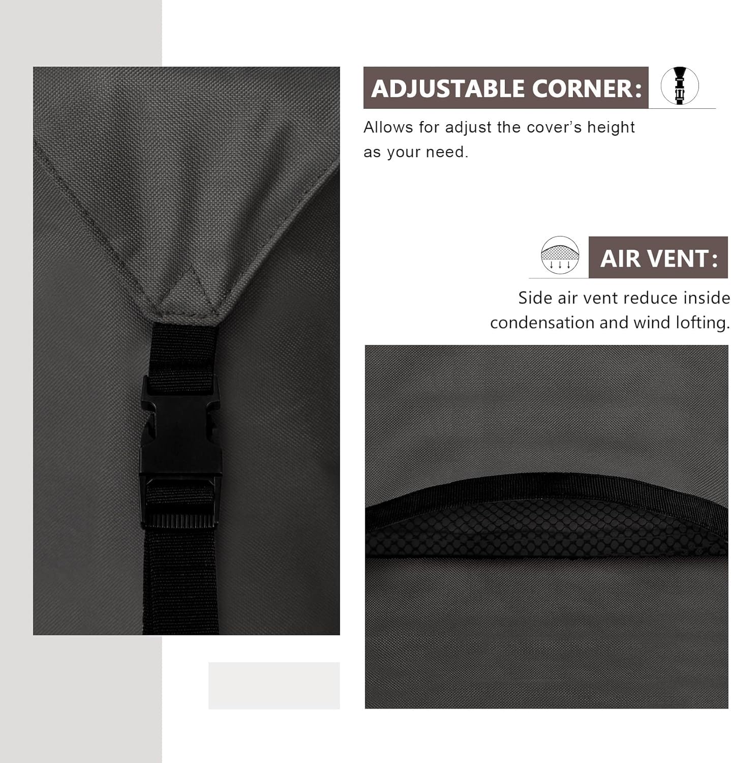 ULTCOVER Heavy Duty Square Patio Table and Chair Cover - Waterproof 62 Inch, Black Canvas