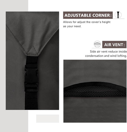 ULTCOVER Heavy Duty Rectangular Patio Table & Chair Cover - Waterproof 76" L x 54" W x 28" H, Black