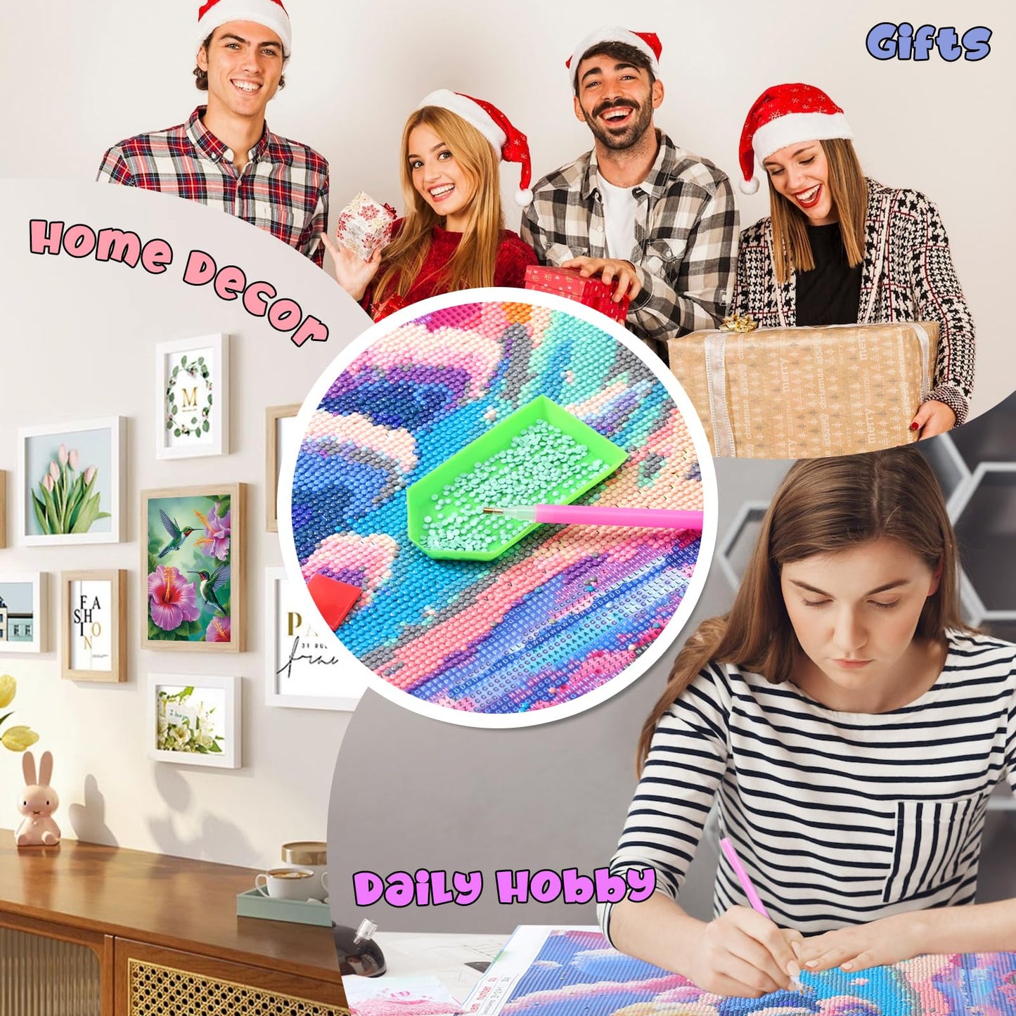 QAZWSX Bird Animal Diamond Painting Kits for Adults, 5D DIY Hummingbirds Hibiscus Flowers Diamond Art Diamond Dots Full Drill for Home Wall Decor Gift, Gem Art 12x16inch