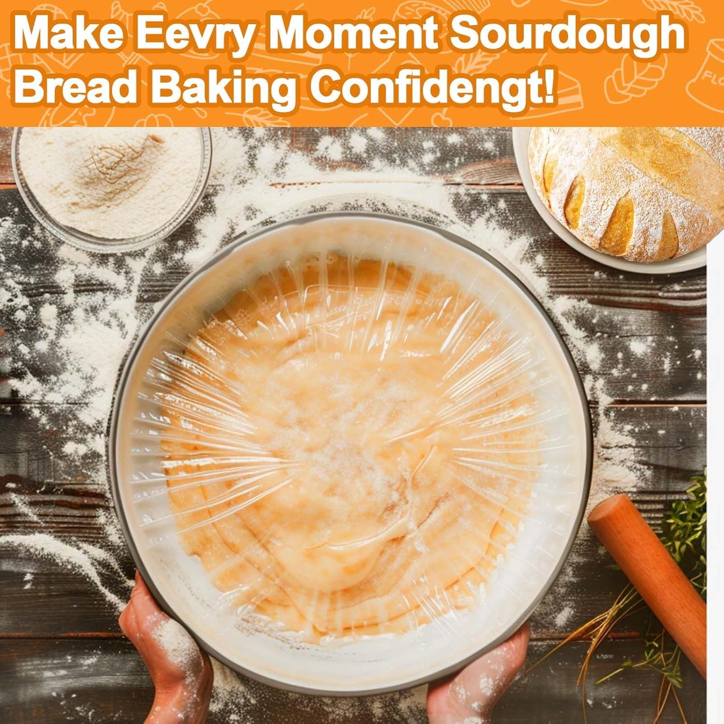 50PCS Bowl Covers for Bread Proofing, Reusable Elastic Plastic Covers for Sourdough Bread Baking