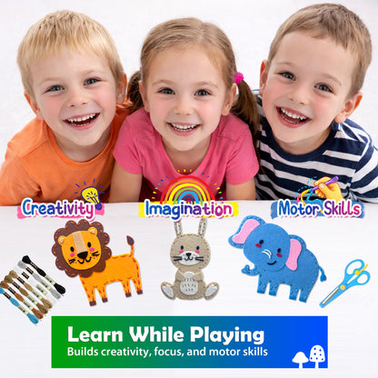 Sii Pikki Sewing Kit for Kids – 9 Easy Projects Cute Safari Animals, Beginner Sewing Kit with Felt & Instructions, Kids Sewing Kit Ages 6-12, Learn to Sew Arts & Crafts for Kids, Gift for Girls Boys