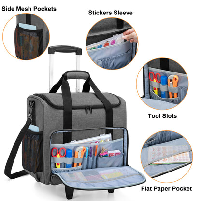 Trunab Rolling Scrapbook Tote Craft Organizers and Storage with Wheels, Craft Bag for 12 X 12 inch Scrapbook Album and Laptop, for Women