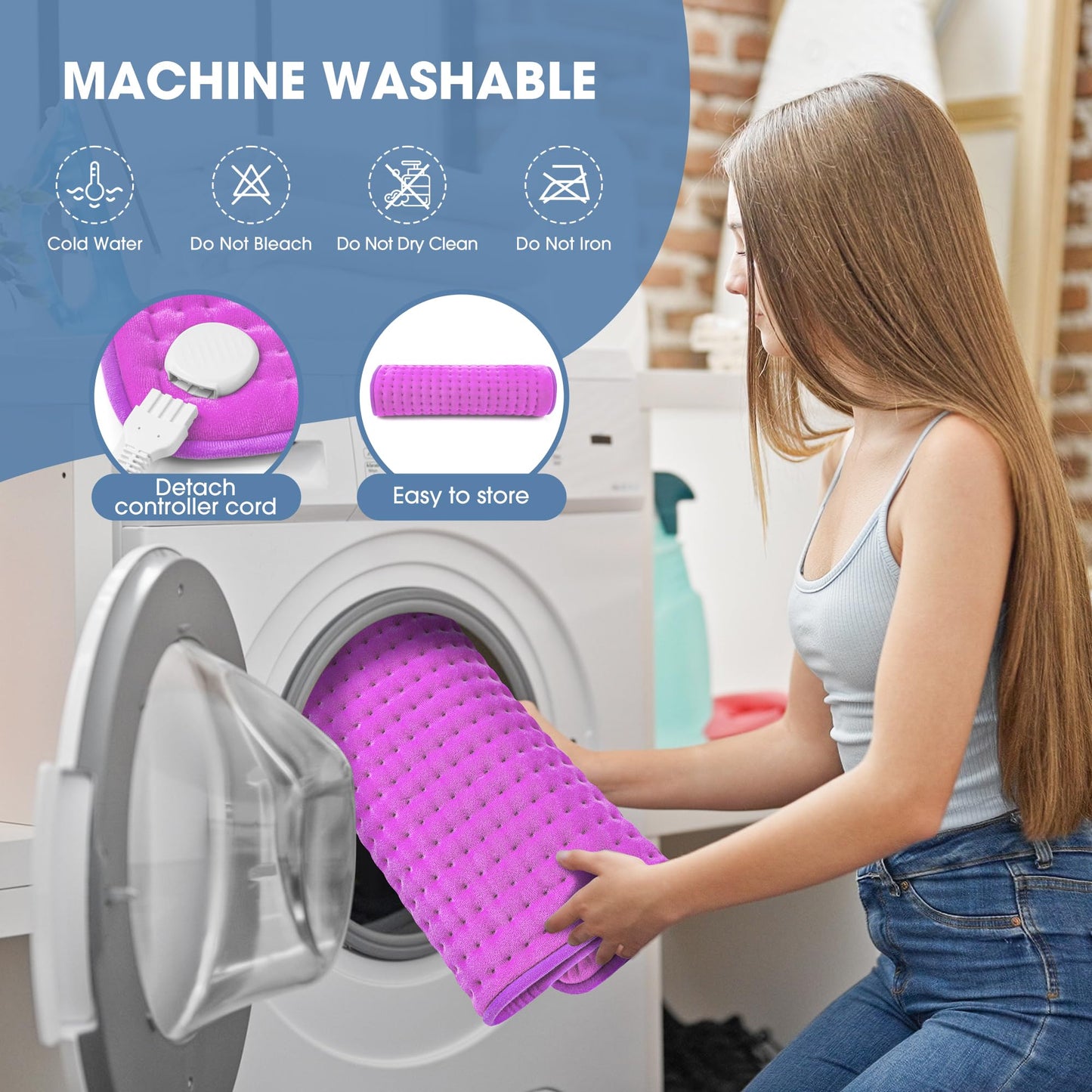FluffyWarmth Electric Heating Pad for Back, Extra Large 17''x 33'' XXXL for Full Body,Menstrual Period Cramps,Neck Shoulder Back Pain Relief, 6 Heat Settings 3 Timers Heating Pad, Gifts for Women Men