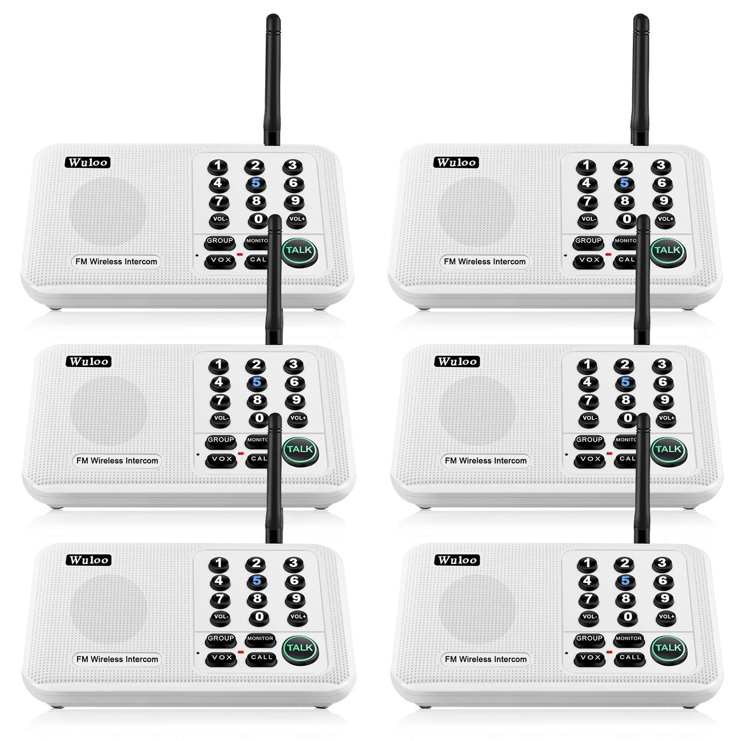 Wuloo Intercoms Wireless for Home 5280 Feet Range 10 Channel 3 Code, Wireless Intercom System for Home House Business Office, Room to Room Intercom, Home Communication System (4 Units Set, Black)