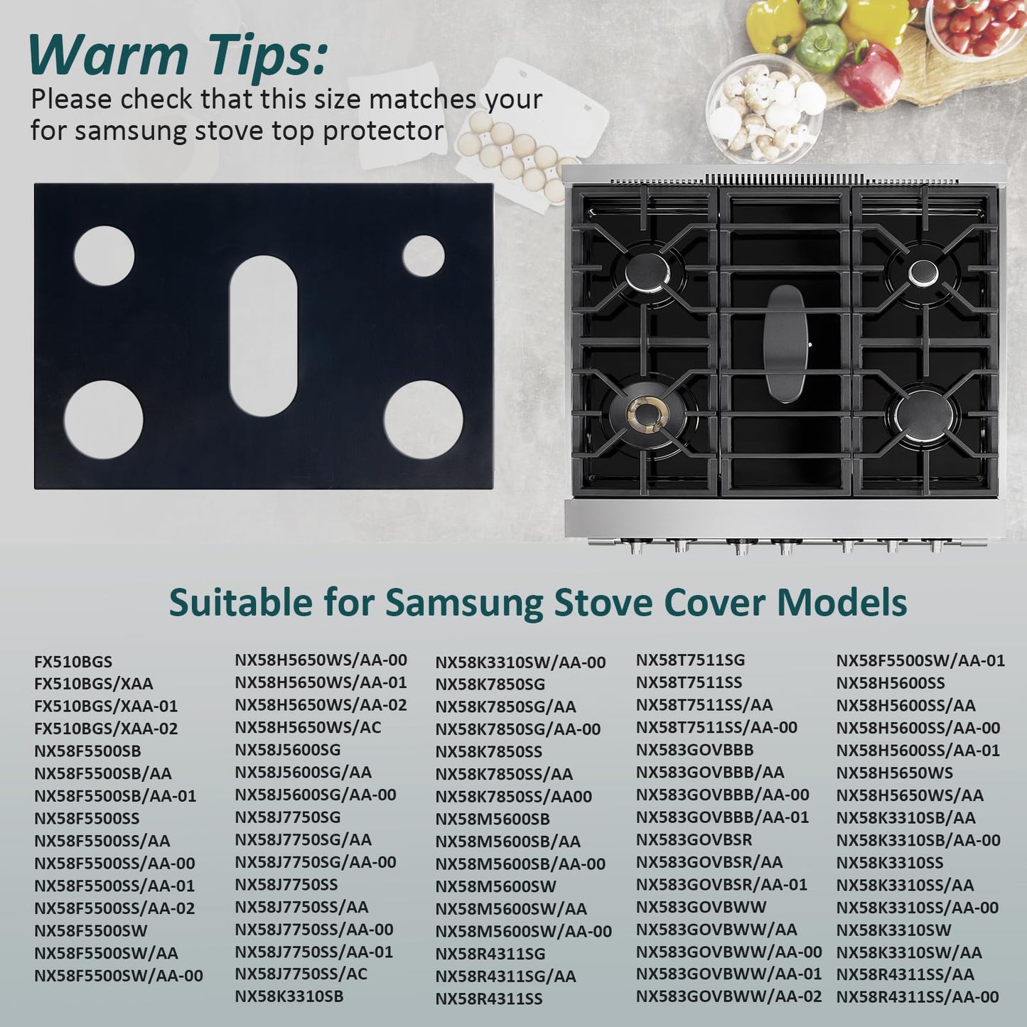 PWEOW Stove Top Covers for Gas Burners, Gas Stove Burner Liners for Samsung Stove Guard Stove Top Protector, Non-Stick and Washable, for Kitchen Cooking, Reusable