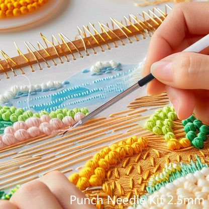 DiaWiew Punch Needle Embroidery Kit - Complete Set for Needle Punching - Includes Adjustable Punch Needle Tool and Wooden Handle Embroidery Pen Set - Ideal for Adults Beginners