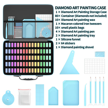 VANSUNS Diamond Painting Storage Containers Kits, Thickened Waterproof Portable Bead Storage Boxes for Diamond Painting Accessories and Tools, 80 Square Bottles