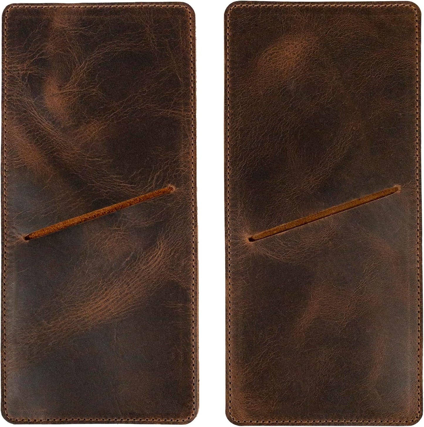 Set of 2 Rectangular Cutlery Sleeves, Utensils Place Setting, Silverware Holder, Full Grain Leather, Handmade, Bourbon