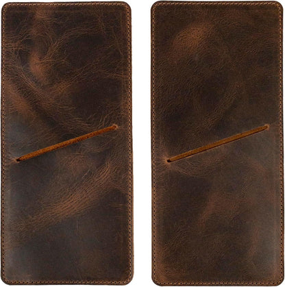 Set of 2 Rectangular Cutlery Sleeves, Utensils Place Setting, Silverware Holder, Full Grain Leather, Handmade, Bourbon