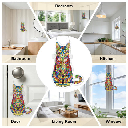 Mzoyell 5D Hanging Art Painting Kits for Adults, Cat Special Shape Diamond Art Kits, Crystal Rhinestones Diamond Art Painting, Home Wall Decoration
