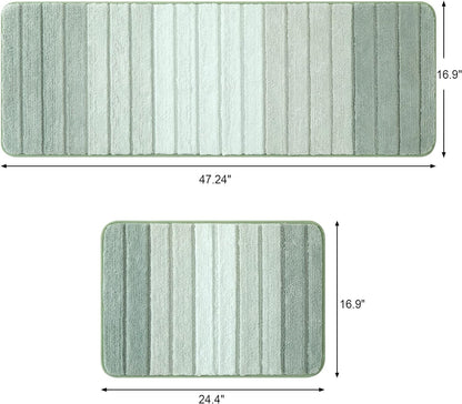 Kmson 2 Piece Ombre Bathroom Rugs Set, Non Slip, Quick Drying, Ultra Soft Bath Carpet for Bedroom Floor, Living Room,