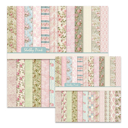 MerwDeeyt Floral Scrapbook Paper 12x12 In and 6x6 In Pack, 48 Sheets Double Sided Decorative Papers Spring Flower Patterned Craft Paper for Scrapbooking Card Making Journaling Decor (Pink)