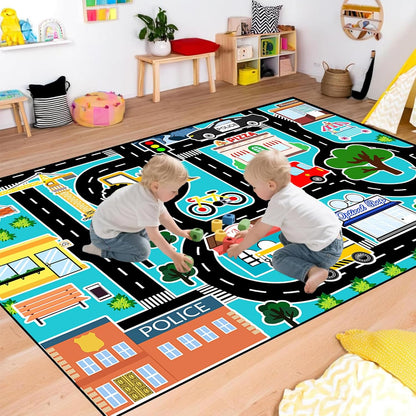 5x7 Car Rug Play Mat - Kids Play Rugs City Life Road Map Rug Feet Large Educational Traffic Track Car Mat for Kids Toy