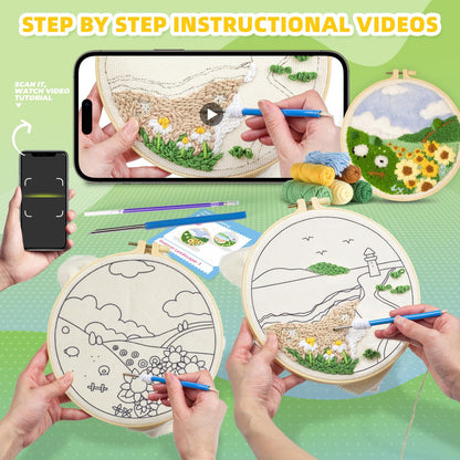 Punch Needle Kits Adults Beginner,Embroidery kit for Beginners,Punch Needle kit for Beginners, Includes All Tools and Materials,Easy to Follow Instructions and Videos(Spring is in Full Bloom)
