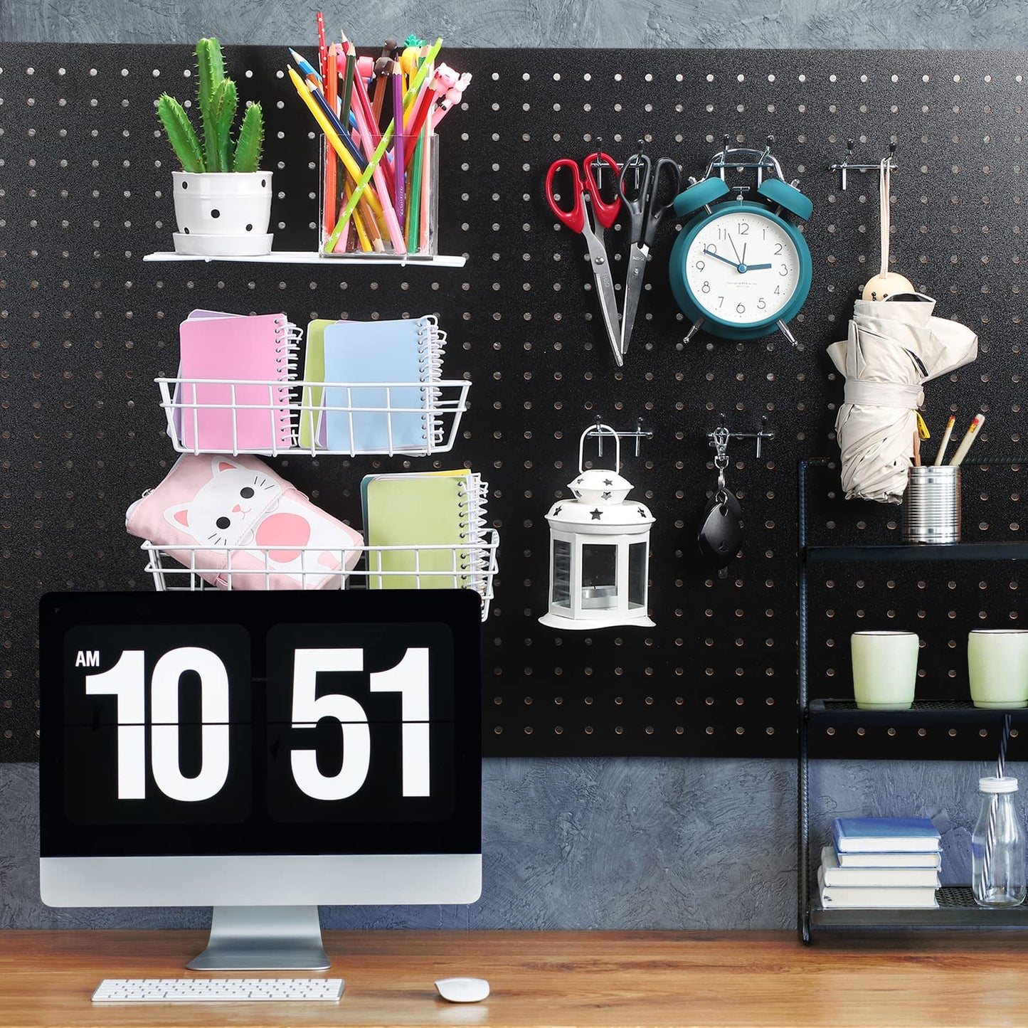 2 Pcs Wood Pegboard High Density Fiberboard 24 x 48 Inches Wall Mount Display Black Pegboard with Mounting Hardware Round Hole Peg Boards for Walls, Garage Craft Room Workshop Organizers and Storage