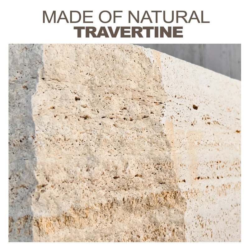 Koville Natural Travertine Tray, Coffee Table Vanity/Decorative Tray for Jewerly, Watch, Perfume Candle Storage for Bedroom/Bathroom/Kitchen Countertop