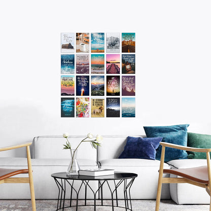 20 Bible Verse Aesthetic Photography Prints - Christian Wall Collage Kit for Teen Rooms or Dorms -Inspirational Faith Decor Gift -5x7 Professional Photos