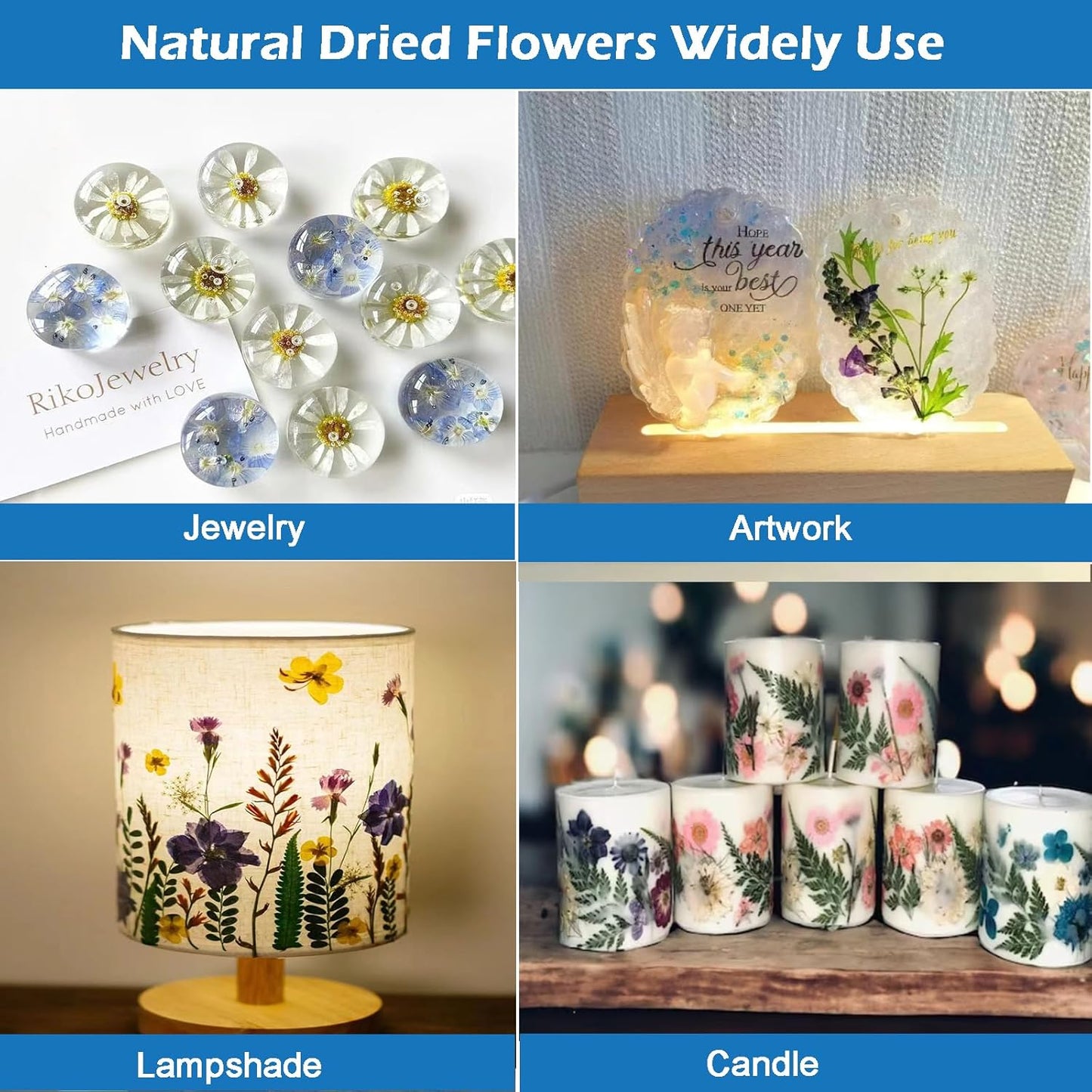 Flowers for Resin Model, Real Pressed Flowers Dry Leaves Bulk Natural Herbs Kit for Scrapbooking DIY Art