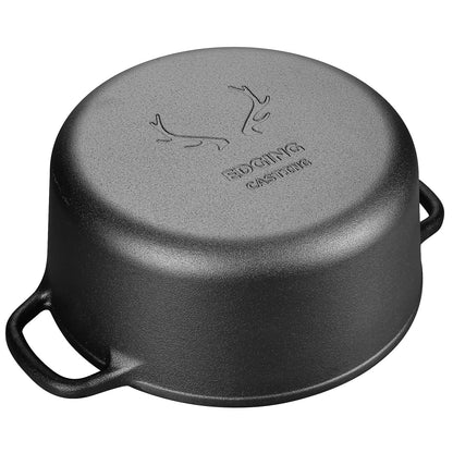 EDGING CASTING Pre-Seasoned Cast Iron Dutch Oven Pot with Lid Dual Handle, Sourdough Bread Baking Pots, Bread Oven, Camping, Grill, Induction, Electric, Round 7 Quart, Black