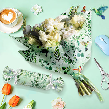BACH AND BOUJEE 50 Sheets Greenery Eucalyptus Tissue Paper for Gift Bags Sage Green Tissue Papers Spring Floral Gift Wrapping Paper Printed DIY Crafts Packaging Birthday Wedding Party