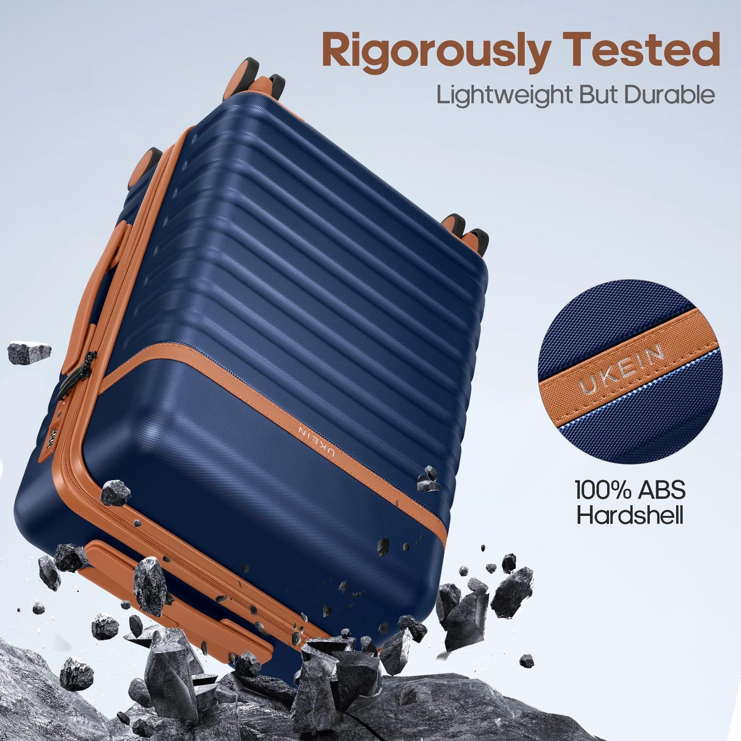 UKEIN PRO Luggage Sets 7 Piece, Durable Hardside ABS Carry on Luggage with Spinner Wheels & YKK Zipper TSA Lock, Large Checked Travel Suitcase With Backpack Set for Men and Women,20/24/28 Inch