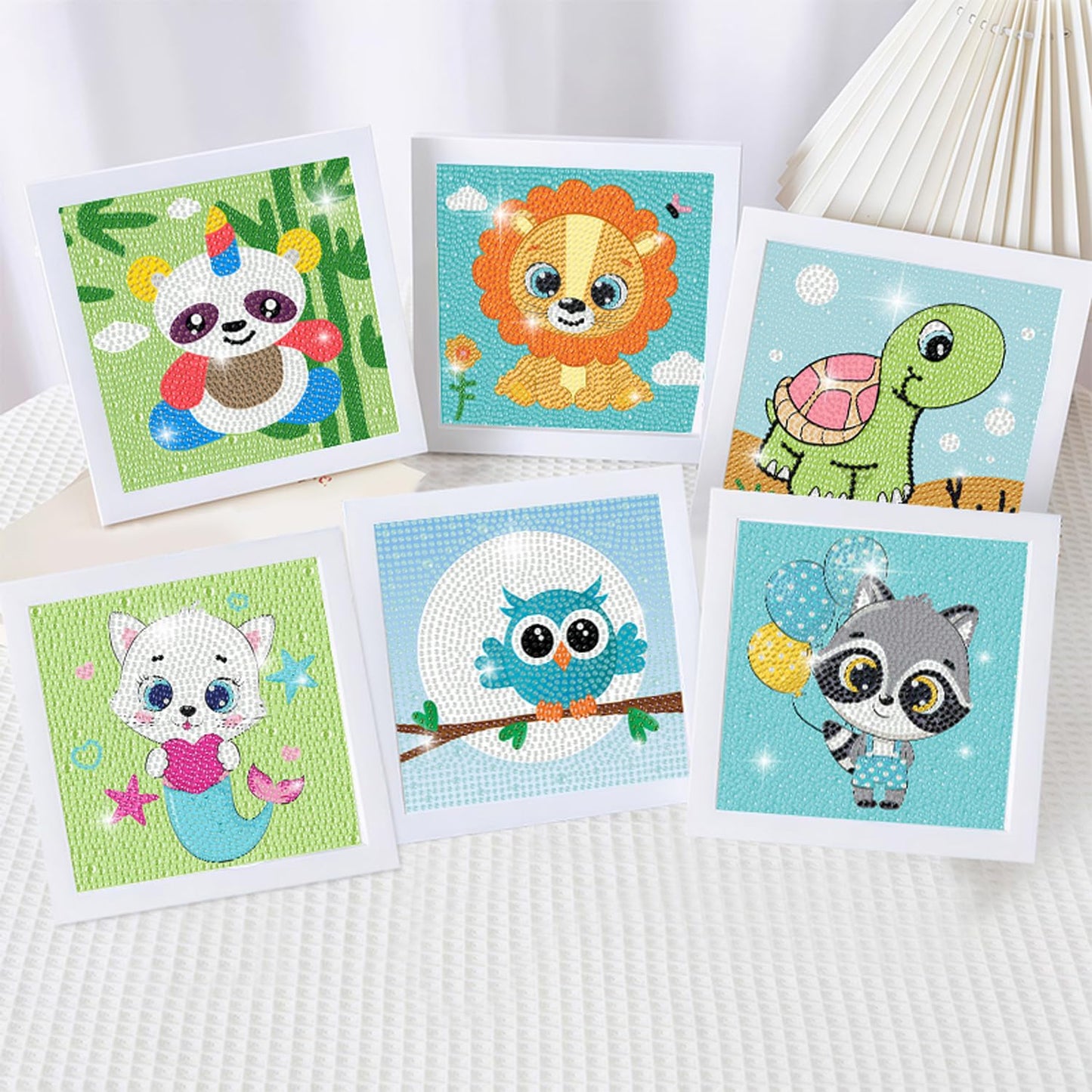 DIYGEMDOT 6 Pack Diamond Art Kits for Kids, Cute Animals Diamond Painting for Beginners, DIY 5D Gem Art for Girls & Boys Ages 6-8-10-12, Children's Christmas Gifts (6x6 inches)