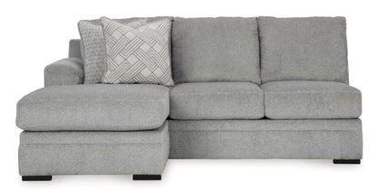 Signature Design by Ashley Casselbury Casual Right-Arm Facing 2-Piece Sectional with Chaise, Loose Seat Cushions and 4 Throw Pillows, Light Gray