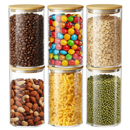 OneDream Glass Jar with Lid - 6 Pack 32oz Clear Candy Jar, Coffee Storage Jar Canister for Candy, Nuts, Grains, Flour, Beans, Oats and More