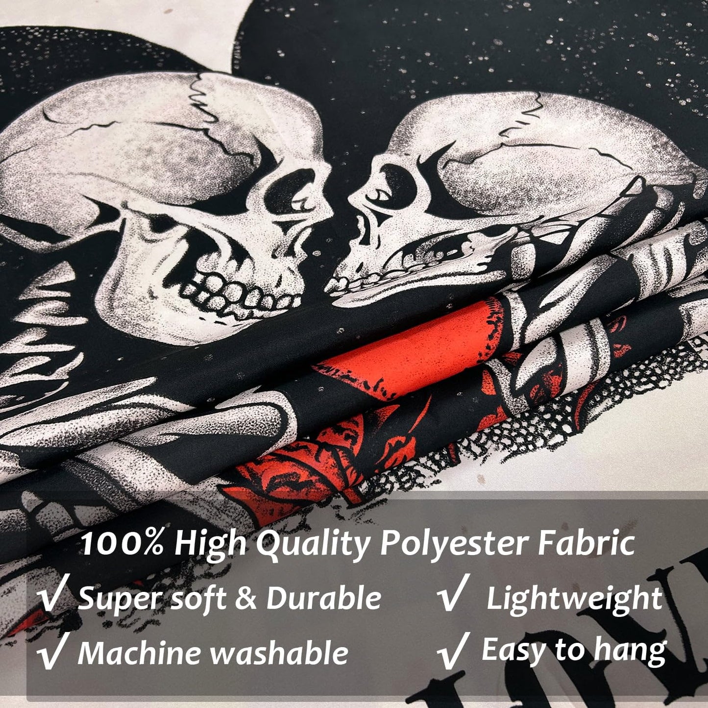 ARTCREATOR The Lovers Skull Tapestry Wall Hanging Black and White Skeleton Tapestries Vertical Witchy Gothic Wall Bedroom Decor for Living Room Bedroom (59" x 78")