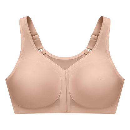 Glamorise Full Figure Plus Size MagicLift Front-Closure Posture Back Bra Wirefree #1265 Café 46DD